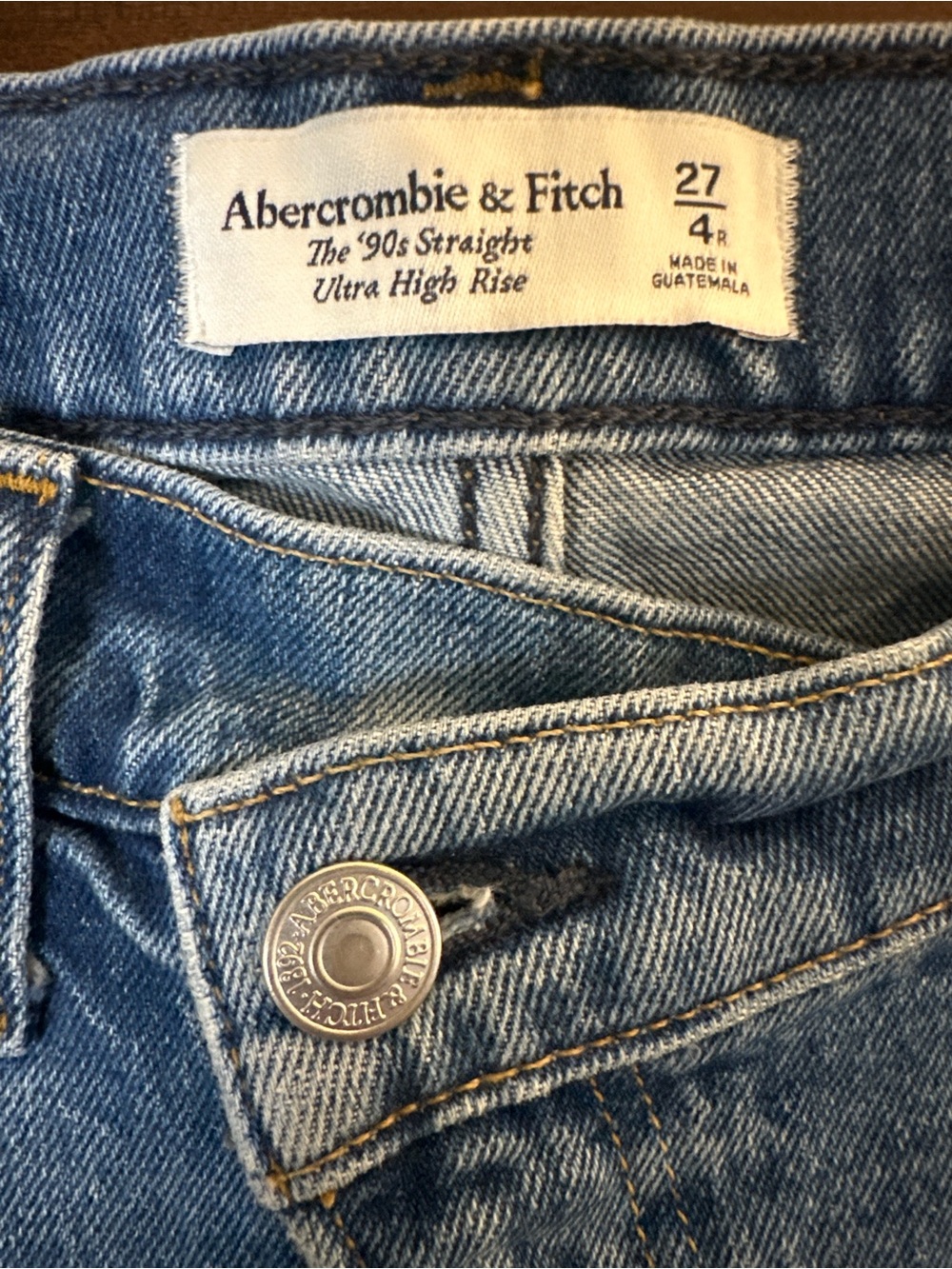 Abercrombie & Fitch The ’90s Straight Ultra High Rise Crop Raw Hem Jeans 27 - Picture 6 of 8